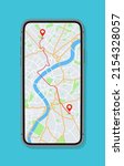 phone with map and gps with... | Shutterstock .eps vector #2154328057