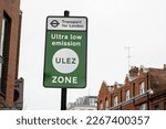 Small photo of London, UK - February 24, 2023: ULEZ Ultra Low Emission Zone street sign. ULEZ was introduced in central London in 2019 to improve air quality with a proposed expansion in 2023.