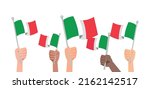 hands with italian flag... | Shutterstock .eps vector #2162142517