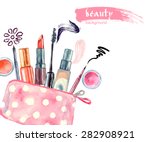 watercolor cosmetics pattern.... | Shutterstock .eps vector #282908921