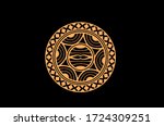 round gradient mandala on black ... | Shutterstock .eps vector #1724309251