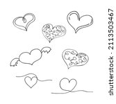 doodle set of hearts. vector... | Shutterstock .eps vector #2113503467