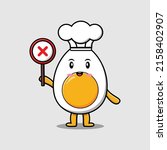 cute cartoon boiled egg holding ... | Shutterstock .eps vector #2158402907