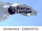 Small photo of London, ENG, July 2022: Close-up of the Premier League flag waving in the wind. Premier League is the top level of the English football league system. Illustrative editorial