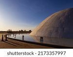 Small photo of GOIANIA GOIAS BRAZIL - JUNE 27 2022: Detail of the Oscar Niemeyer Cultural Center in the early morning, at Esplanada JK in Goiania, Goias. A public space where cultural events take place.