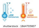 Hot And Cold Thermometer Icon...