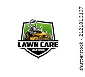 lawn mower - lawn care and service isolated logo vector	