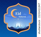 eid mubarak greeting card with... | Shutterstock .eps vector #2131411347