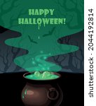 vector card with witch cauldron ... | Shutterstock .eps vector #2044192814