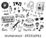hand drawn sketch set of music... | Shutterstock .eps vector #692316961
