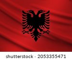 Computer rendering of the flag of Albania. Perfect for printing on T-shirts, posters, wall murals, wall murals, mugs, glasses, sun loungers, banners, roll-ups, exhibition walls and other.