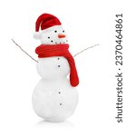 One snowman with red scarf and...
