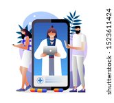 doctor online concept with... | Shutterstock .eps vector #1523611424
