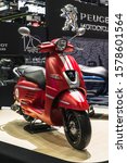 Small photo of Bangkok, Thailand - Decemeber 3, 2019 : Peugeot Django 150 scooter on display at the Bangkok Motor Expo 2019 in Thailand. The 2019 Peugeot Django 150 is a modern retro with iconic 1950s Parisian style