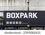 Small photo of London, UK - August 25, 2023: Boxpark in Shoreditch. Boxpark is a food and retail park made out of refitted shipping containers