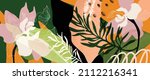 tropical foliage art background ... | Shutterstock .eps vector #2112216341