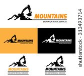 Mountains Excavator Vector Logo ...