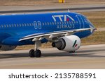 Small photo of Zurich, Switzerland, March 2, 2022 ITA Airways Airbus A320-216 aircraft is taxiing at the international airport