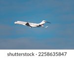Small photo of Zurich, Switzerland, January 20,2023 Bombardier Global 7500 business aircraft is taking off from runway 28 after the world economic forum in Davos