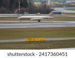 Small photo of Zurich, Switzerland, January 18, 2024 C-GNCB Bombardier Global 6000 aircraft is taxiing in the rain during the world economic forum in Davos