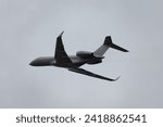 Small photo of Zurich, Switzerland, January 17, 2024 9H-VJP Vista Jet Bombardier Global 6000 aircraft is taking off from runway 16 on a rainy day during the world economic forum in Davos