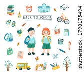 back to school concept in cute... | Shutterstock .eps vector #1798175494