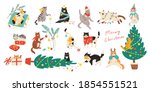 merry christmas  bundle of cats ... | Shutterstock .eps vector #1854551521