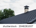Roof With Metal Tile Dark And...