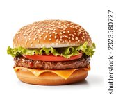 Beef burger isolated on white...