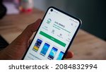 aplikasi info bmkg di android.... | Shutterstock . vector #2084832994