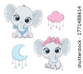 cute baby elephants boy and... | Shutterstock .eps vector #1771488614