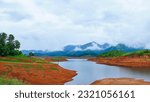 Small photo of A beautiful panoramic scenery from the Banasura sagar dam in Western Ghats, Kerala, the second largest earthen dam in Asia