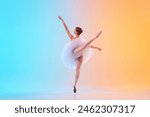 Rear view of young ballerina in ...