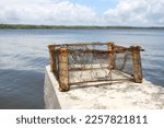 An Old Crab Trap Isolated In A...