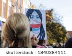 Small photo of Gdansk, Poland, 25 october 2020 - Protest of women in Polish city Gdansk because Poland's top court rules a law banning abortions. People protest in Poland against restrictions
