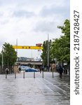 Small photo of Belfast, Northern Ireland - June 8 2022: Belfast cityscape with a view of a famous HW yellow crane