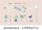 Set Of Different Lamps. Vector. ...