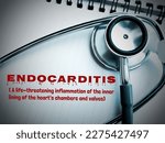 Small photo of Endocarditis term, medical concept on note pad with stethoscope