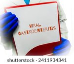 Small photo of Viral gastroenteritis term, is an inflammation of the inside lining of your gastrointestinal tract. Medical conceptual image.