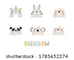 cute cartoon rainbow unicorn.... | Shutterstock .eps vector #1785652274