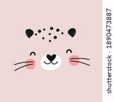 vector card with cute leopard.... | Shutterstock .eps vector #1890473887