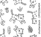cute hand drawn tiger. hand... | Shutterstock .eps vector #1992336404