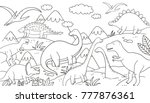 dinosaur coloring page | Shutterstock .eps vector #777876361