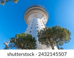 Lighthouse of the Mediterranean of the city of Palavas-les-Flots, in the south of France. Former water tower transformed into a panoramic restaurant.	