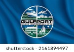 Flag of Gulfport, Mississippi, USA. Realistic waving flag of Gulfport vector background.