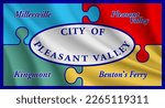Flag of Pleasant Valley, West Virginia, USA. Realistic waving flag of Pleasant Valley vector background.