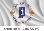 Flag of Shelbyville, Indiana, USA. Realistic waving flag of Shelbyville vector background.