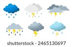 Rain Storm Clouds. Bad weather vector icon collection.