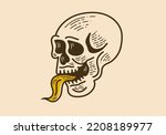 Skull With Long Tongue Retro...