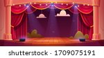 theater stage with red curtains ... | Shutterstock .eps vector #1709075191